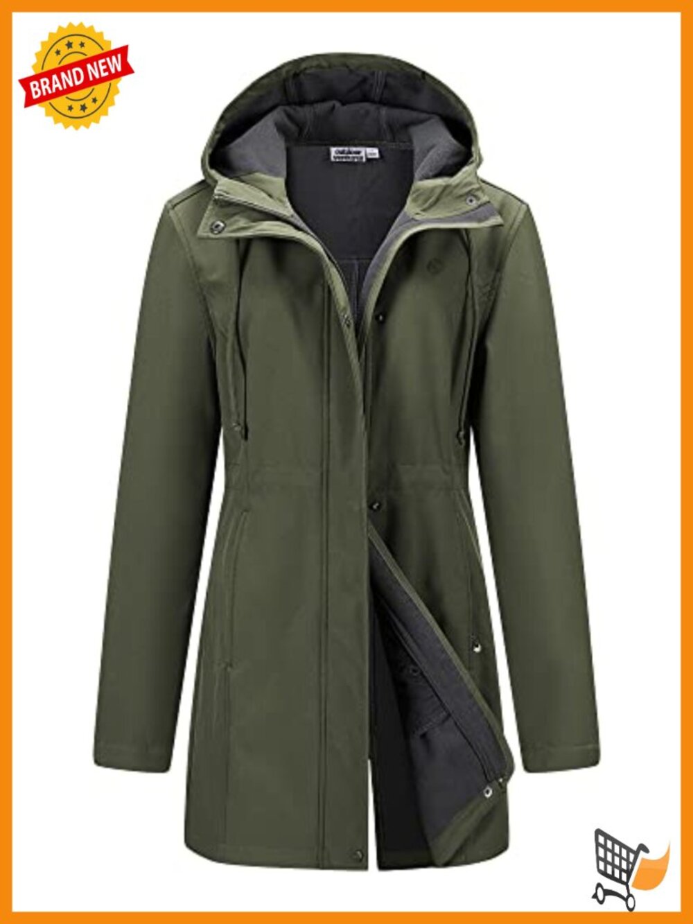 Women's Waterproof Fleece Lined Hooded Softshell Rain Coat Windbreaker